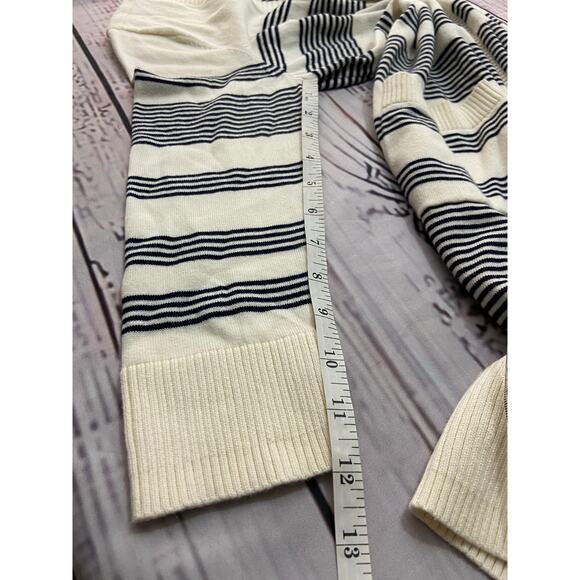 Talbots Cardigan Womens Sp Stripe Open Front Pockets Pima Cotton Knit 3/4 Sleeve - Picture 9 of 12
